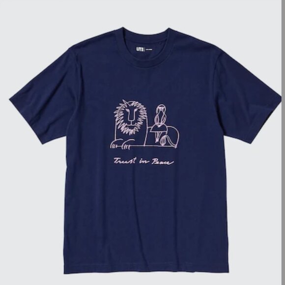 UNIQLO Lisa Larson UT "Peace for All" Graphic Tee, XXS, Navy - Picture 6 of 12